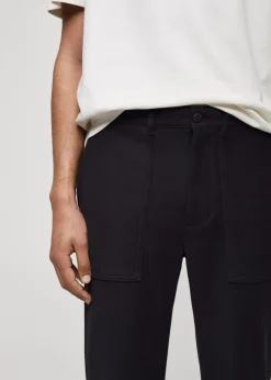 MANGO Spodnie*Teksturowane spodnie bawełniane o regularnym kroju