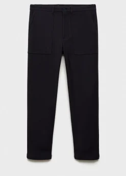 MANGO Spodnie*Teksturowane spodnie bawełniane o regularnym kroju