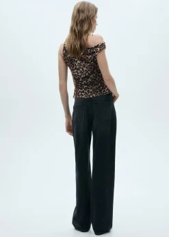 MANGO Topy*Top asymetryczny w panterkę