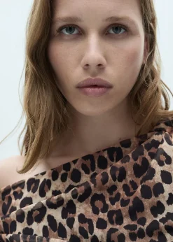 MANGO Topy*Top asymetryczny w panterkę