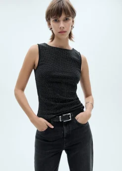 MANGO Topy*Top bawełniany z cekinami