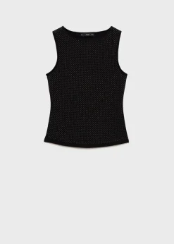 MANGO Topy*Top bawełniany z cekinami
