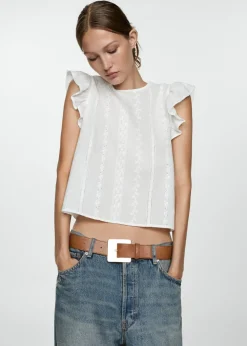 MANGO Topy*Top bawełniany z falbankami