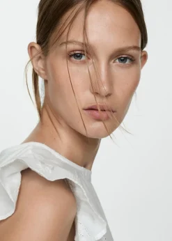 MANGO Topy*Top bawełniany z falbankami