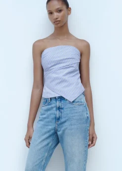 MANGO Topy*Top bez ramiączek w paski