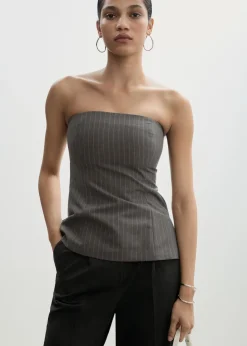 MANGO Topy*Top bez ramiączek w prążki