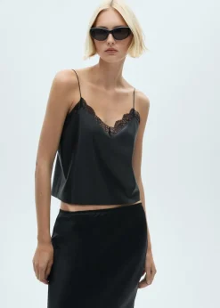 MANGO Topy*Top bieliźniany z imitacji skóry