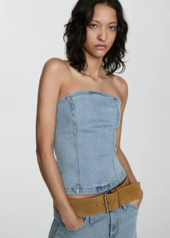 MANGO Topy*Top dżinsowy bez ramiączek