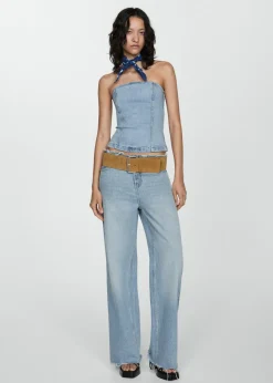 MANGO Topy*Top dżinsowy bez ramiączek