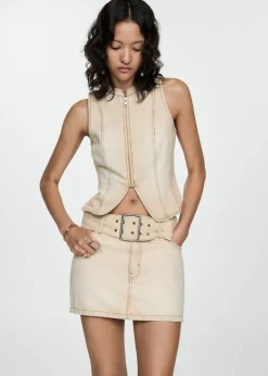 MANGO Topy*Top dżinsowy z suwakiem