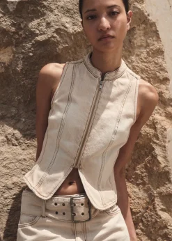 MANGO Topy*Top dżinsowy z suwakiem