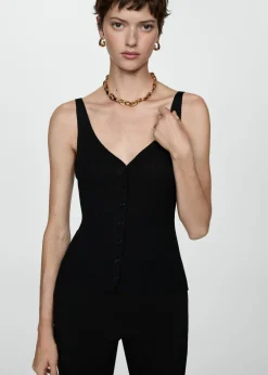 MANGO Topy*Top dzianinowy z guzikami