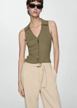 MANGO Topy*Top dzianinowy z guzikami