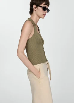 MANGO Topy*Top dzianinowy z guzikami