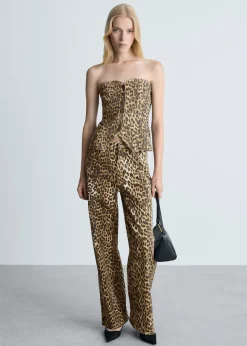 MANGO Topy*Top gorsetowy w panterkę