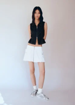 MANGO Topy*Top jeansowy z metalicznym elementem