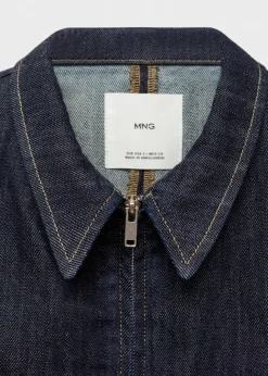 MANGO Topy*Top jeansowy z metalicznym elementem