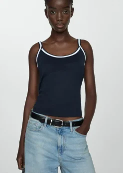 MANGO Topy*Top na dwukolorowych ramiączkach z dzianiny