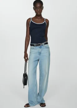 MANGO Topy*Top na dwukolorowych ramiączkach z dzianiny