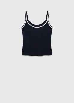 MANGO Topy*Top na dwukolorowych ramiączkach z dzianiny