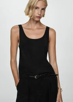 MANGO Topy*Top na ramiączkach z tkaniny cupro