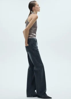 MANGO Topy*Top satynowy w metalicznym kolorze