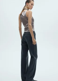 MANGO Topy*Top satynowy w metalicznym kolorze