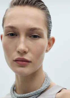 MANGO Topy*Top satynowy w metalicznym kolorze