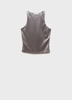 MANGO Topy*Top satynowy w metalicznym kolorze