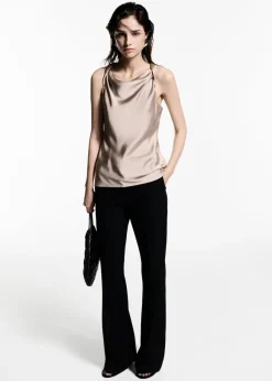 MANGO Topy*Top satynowy z drapowanym dekoltem