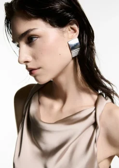 MANGO Topy*Top satynowy z drapowanym dekoltem