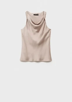 MANGO Topy*Top satynowy z drapowanym dekoltem