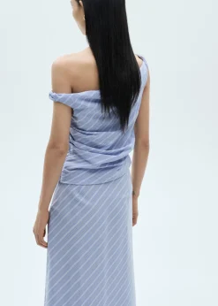 MANGO Topy*Top w paski o asymetrycznym kroju z drapowaniem