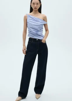 MANGO Topy*Top w paski o asymetrycznym kroju z drapowaniem