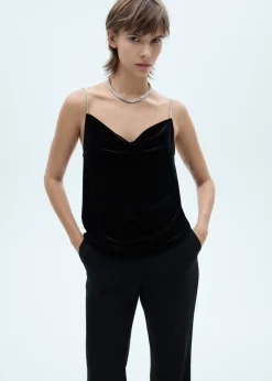 MANGO Topy*Top z aksamitu na ramiączkach ze strasem