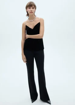 MANGO Topy*Top z aksamitu na ramiączkach ze strasem