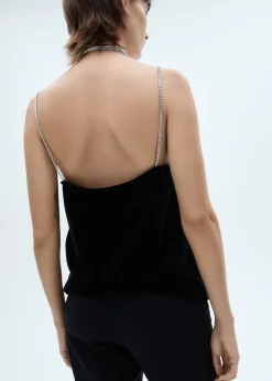 MANGO Topy*Top z aksamitu na ramiączkach ze strasem