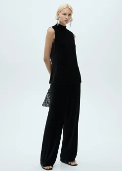 MANGO Topy|Koszulki*Top z aksamitu z półgolfem