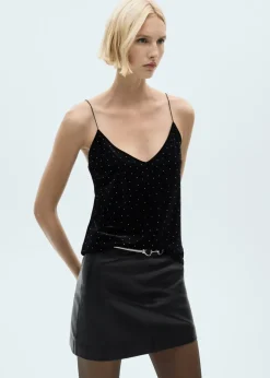 MANGO Topy*Top z aksamitu ze strasem