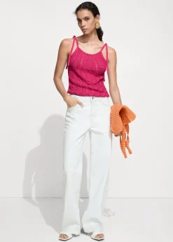 MANGO Topy*Top z ażurowej dzianiny z wiązaniem