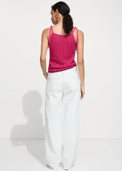 MANGO Topy*Top z ażurowej dzianiny z wiązaniem