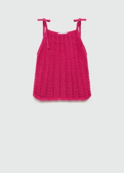 MANGO Topy*Top z ażurowej dzianiny z wiązaniem