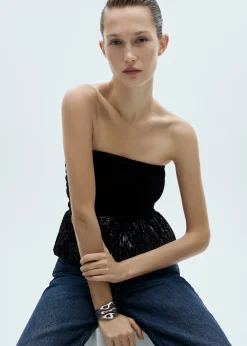 MANGO Topy*Top z baskinką i cekinami