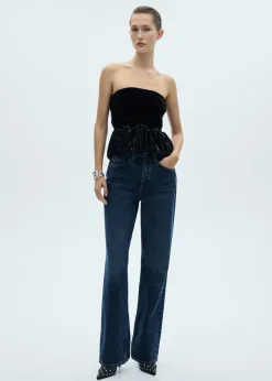 MANGO Topy*Top z baskinką i cekinami