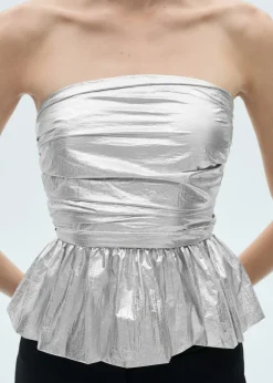 MANGO Topy*Top z baskinką w metalicznym kolorze