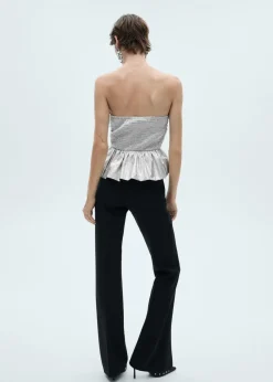 MANGO Topy*Top z baskinką w metalicznym kolorze