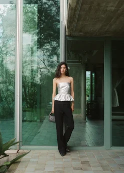 MANGO Topy*Top z baskinką w metalicznym kolorze