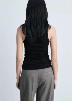 MANGO Topy*Top z cienkiej prążkowanej dzianiny