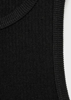 MANGO Topy*Top z cienkiej prążkowanej dzianiny