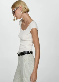 MANGO Swetry I Kardigany|Topy*Top z cienkiej prążkowanej dzianiny